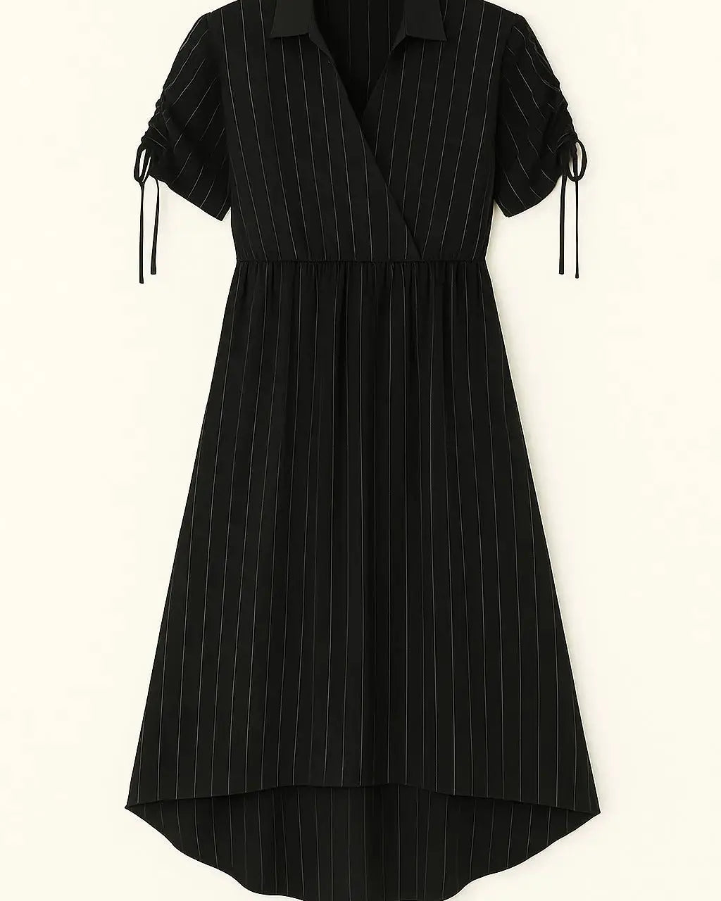 Abito con taglio in vita elastico e arriccio con coulisse sulle spalle Unica by Dorabella Nero-Taglia-Unica-Curvy-fino-alla-54