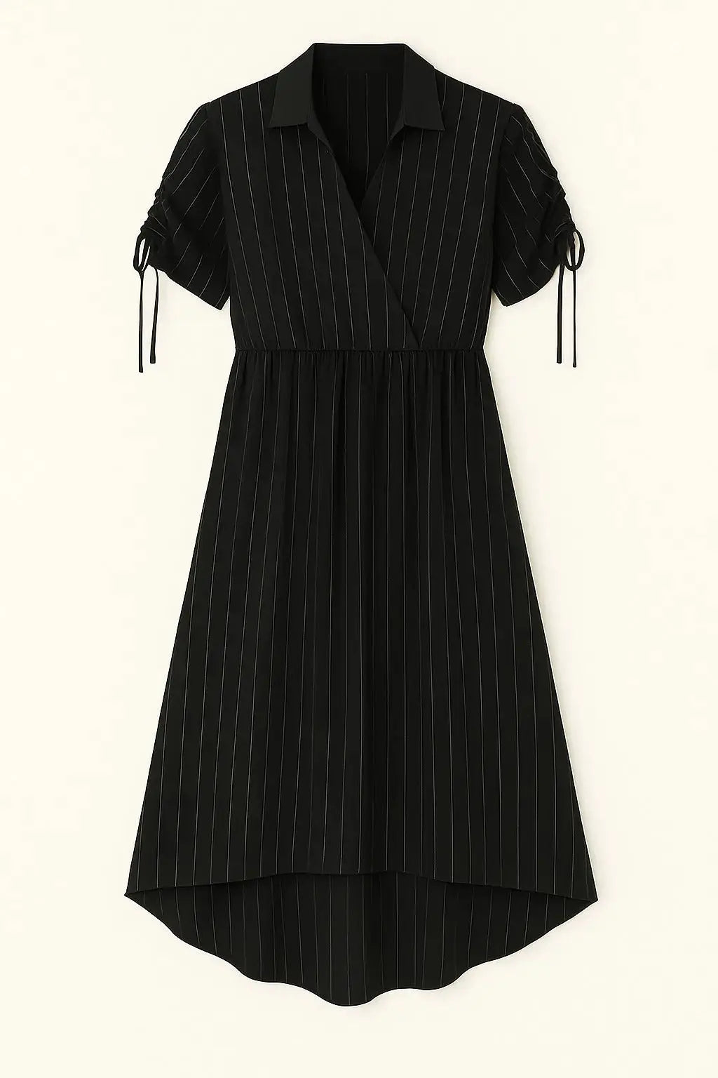 Abito con taglio in vita elastico e arriccio con coulisse sulle spalle Unica by Dorabella Nero-Taglia-Unica-Curvy-fino-alla-54