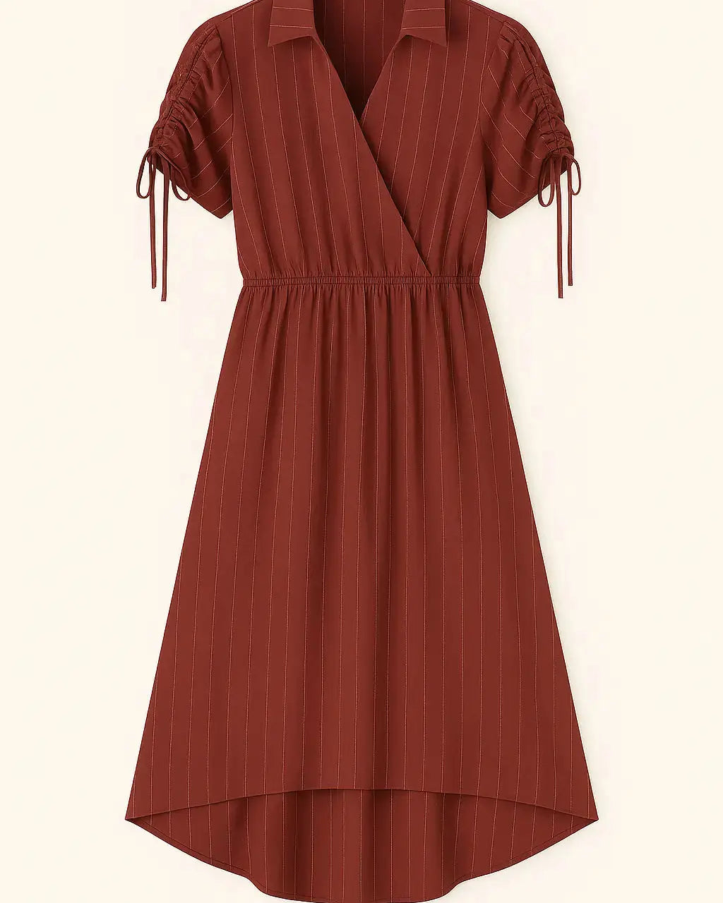 Abito con taglio in vita elastico e arriccio con coulisse sulle spalle Unica by Dorabella Burgundy-Taglia-Unica-Curvy-fino-alla-54