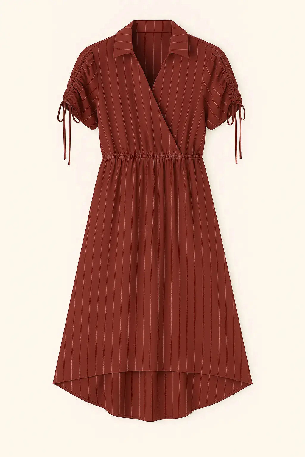 Abito con taglio in vita elastico e arriccio con coulisse sulle spalle Unica by Dorabella Burgundy-Taglia-Unica-Curvy-fino-alla-54