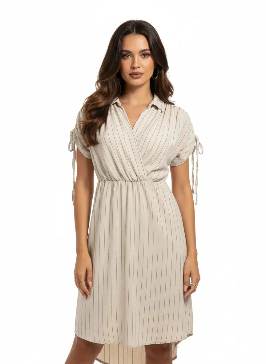 Abito con taglio in vita elastico e arriccio con coulisse sulle spalle Unica by Dorabella