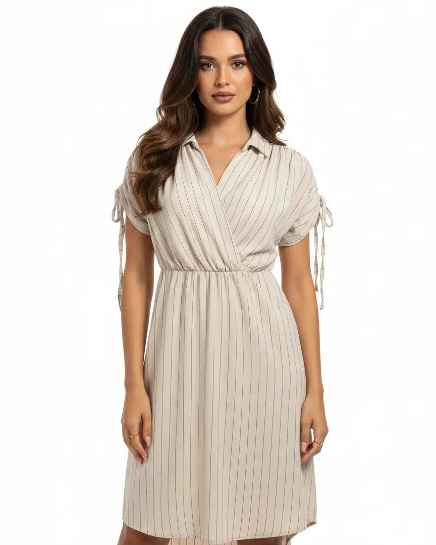 Abito con taglio in vita elastico e arriccio con coulisse sulle spalle Unica by Dorabella