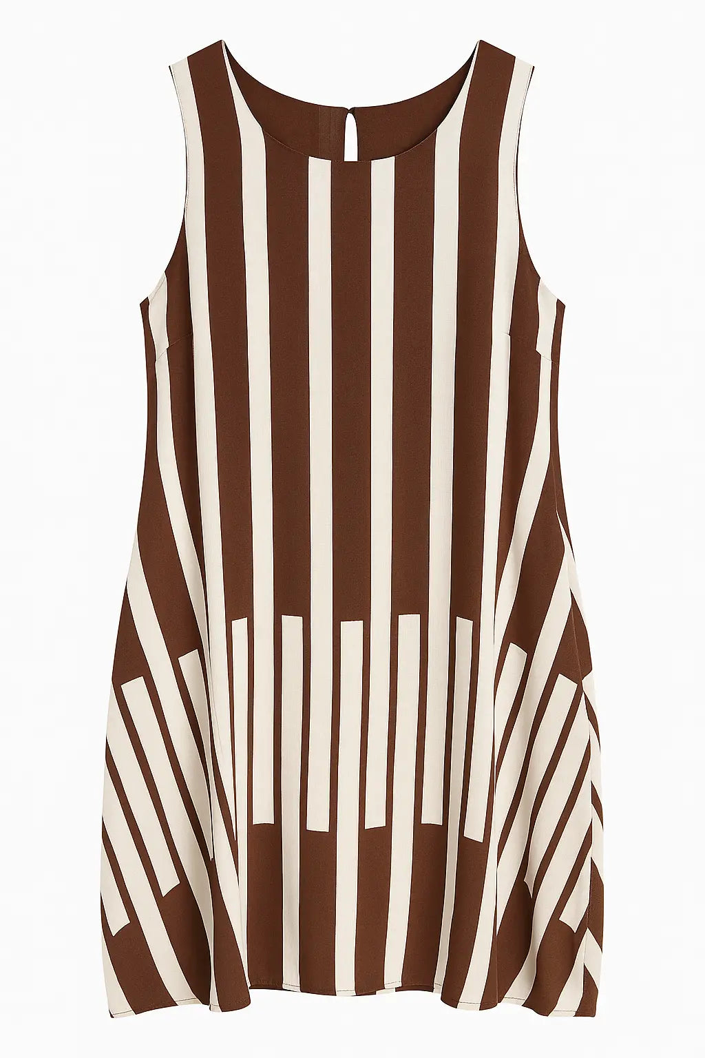 Abito corto con apertura a goccia sul retro Unica by Dorabella Marrone-Taglia-Unica-Curvy-fino-alla-54