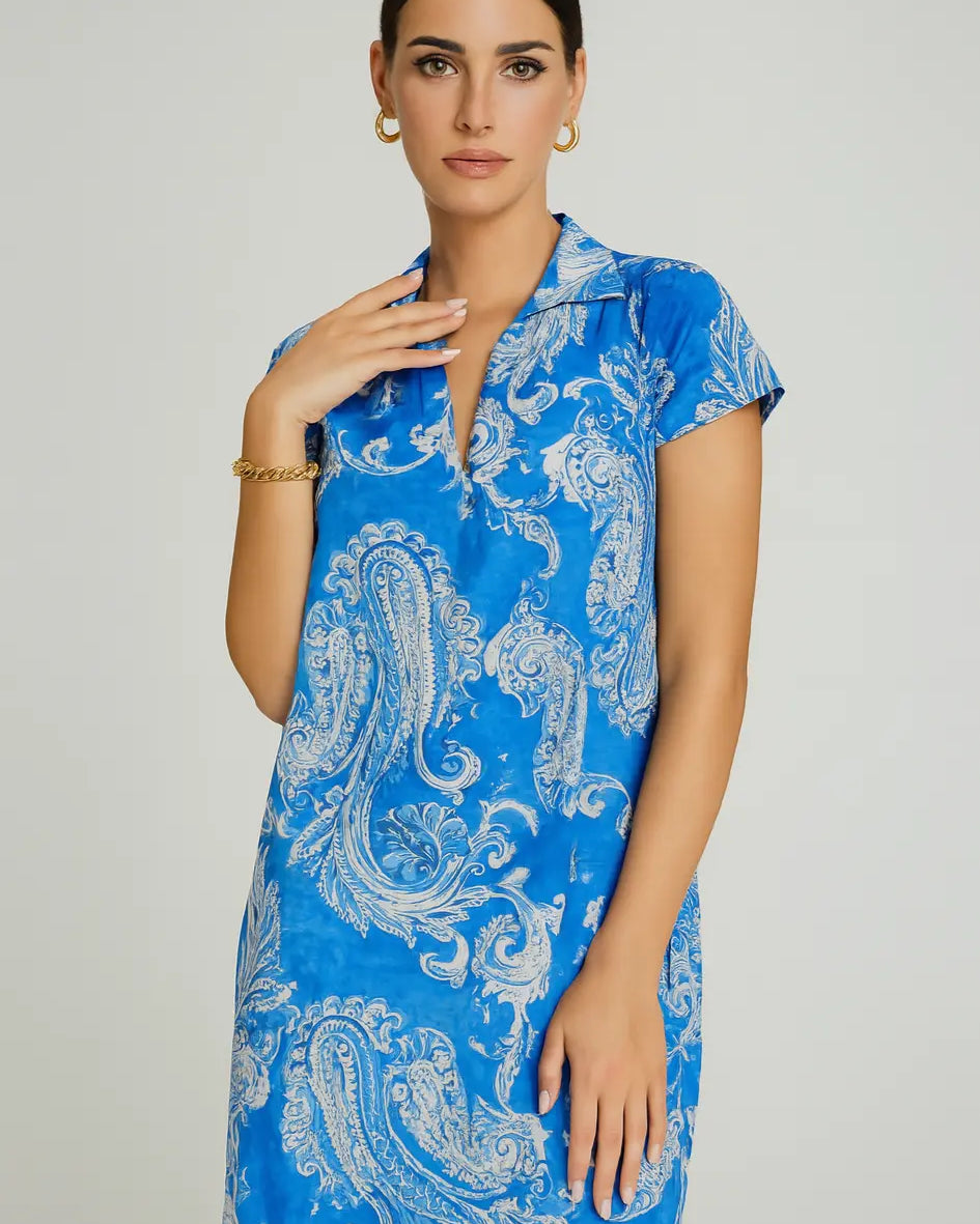 Abito corto con scollo a "V" e bottoncini DORABELLA