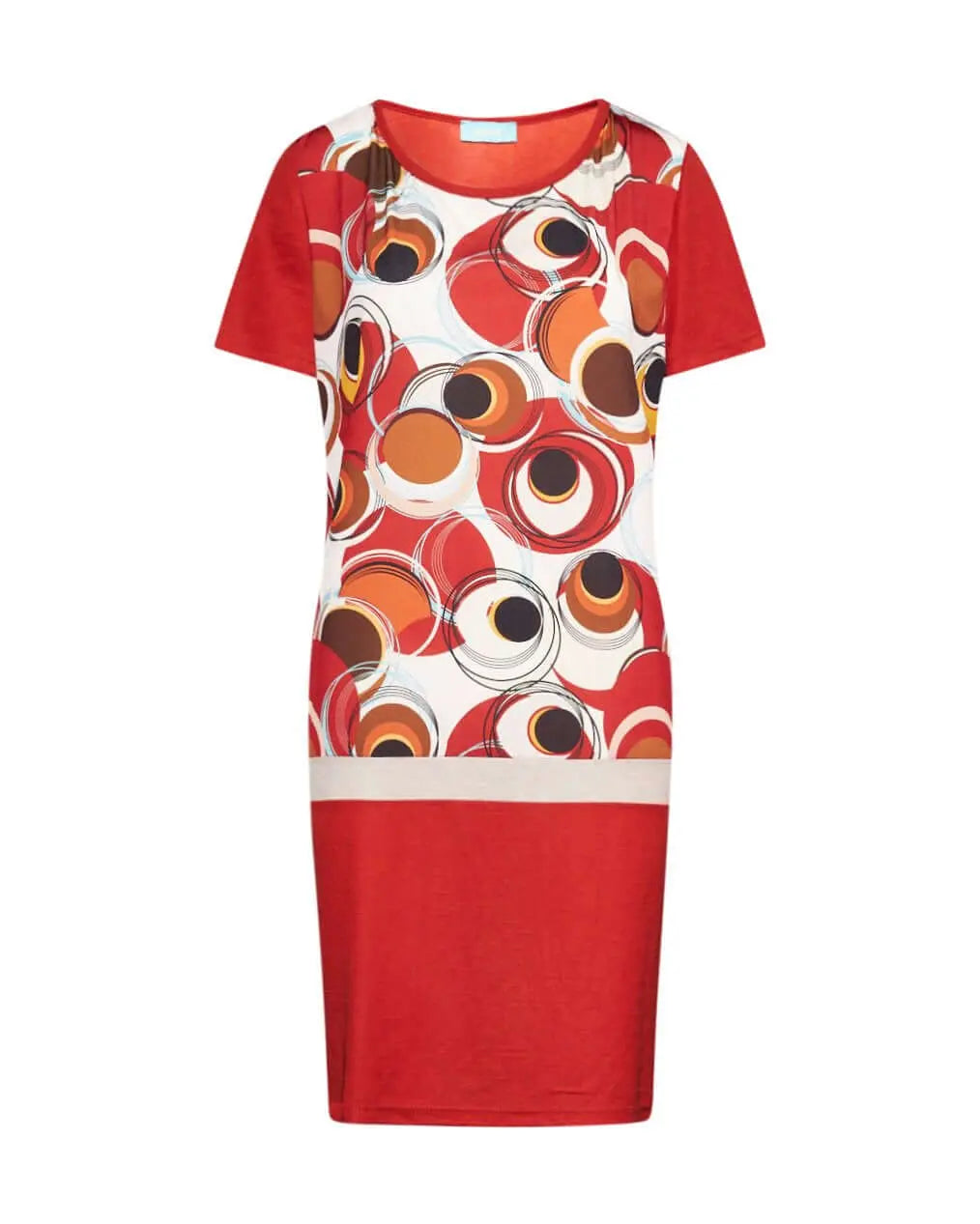 Abito dritto a maniche corte in misto viscosa con pannello in jersey elasticizzato con fantasia opti INDIA DORABELLA XXL