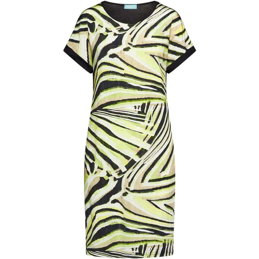 Abito dritto in jersey di viscosa elasticizzato con fantasia multicolore sul davanti. VERDE DORABELLA XL