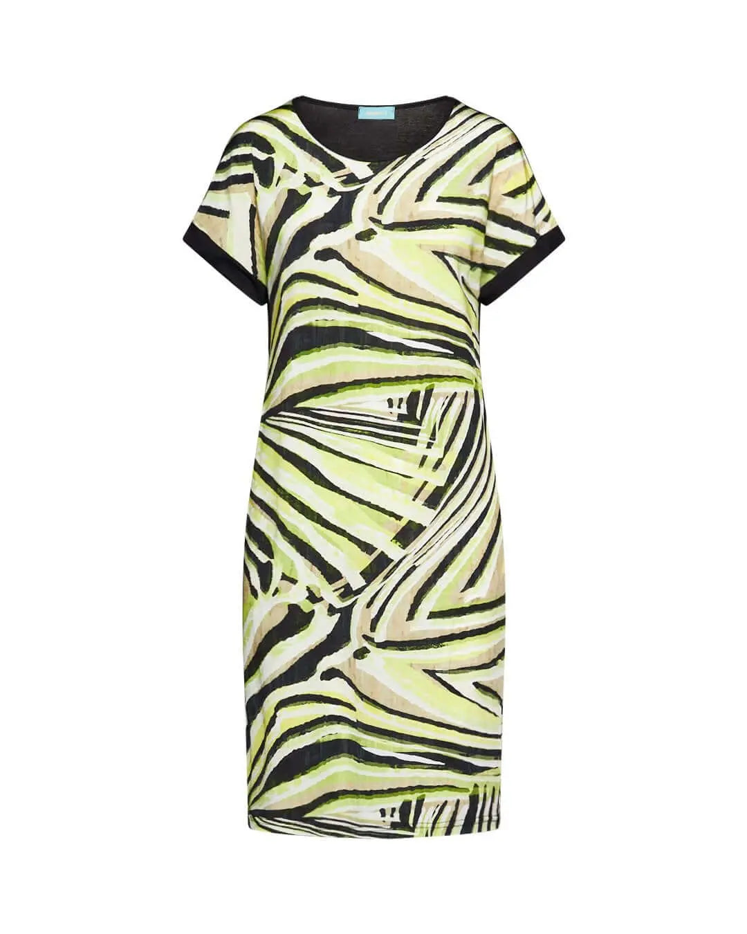 Abito dritto in jersey di viscosa elasticizzato con fantasia multicolore sul davanti. VERDE DORABELLA XL