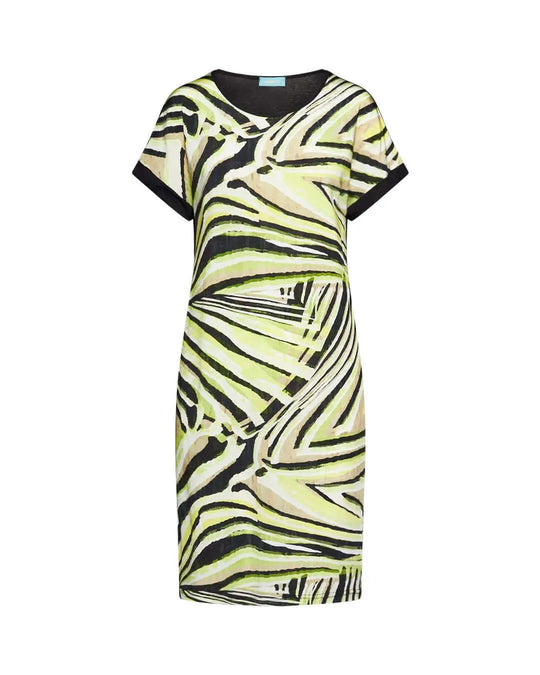 Abito dritto in jersey di viscosa elasticizzato con fantasia multicolore sul davanti. VERDE DORABELLA XL