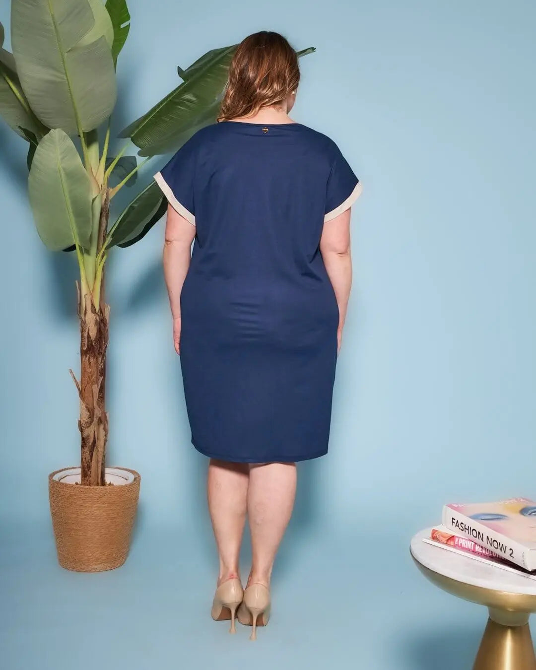 Abito dritto in misto viscosa con pannelli in jersey elasticizzato con fantasia multicolore e manich DENIM DORABELLA PIU'