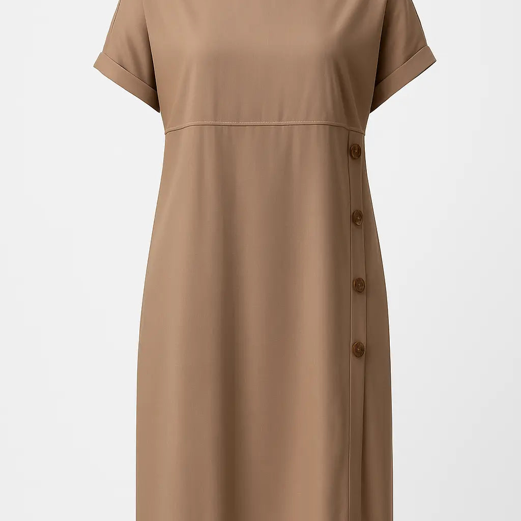 Abito girocollo con dettaglio bottoni frontali in viscosa DORABELLA PIU'