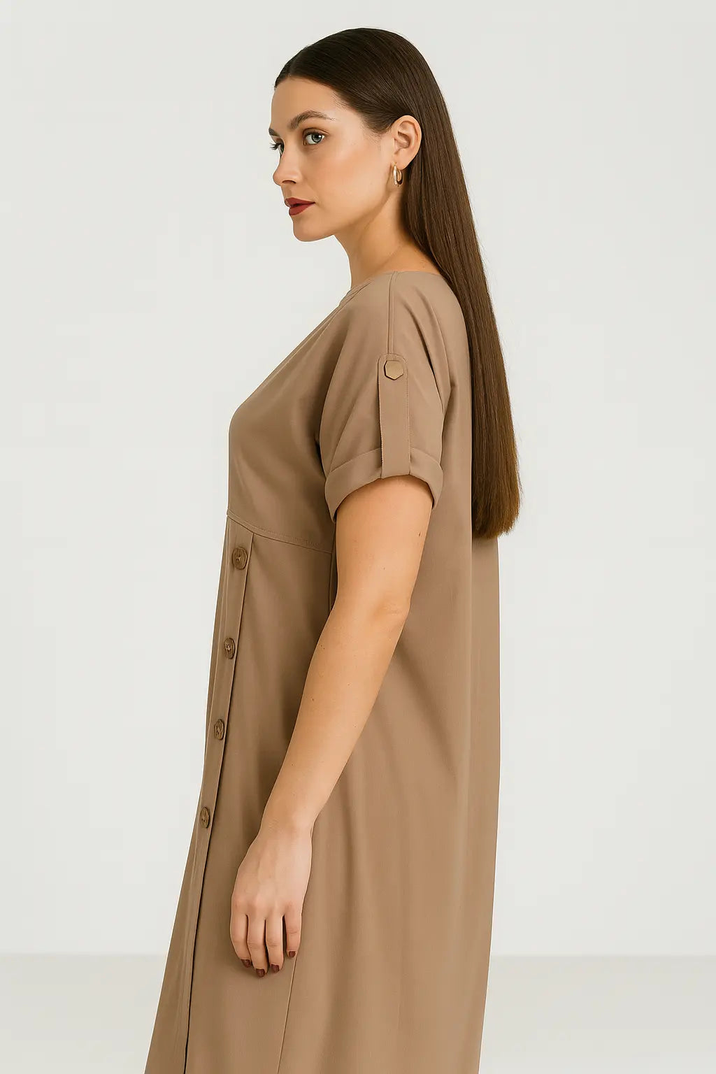 Abito girocollo con dettaglio bottoni frontali in viscosa DORABELLA PIU'