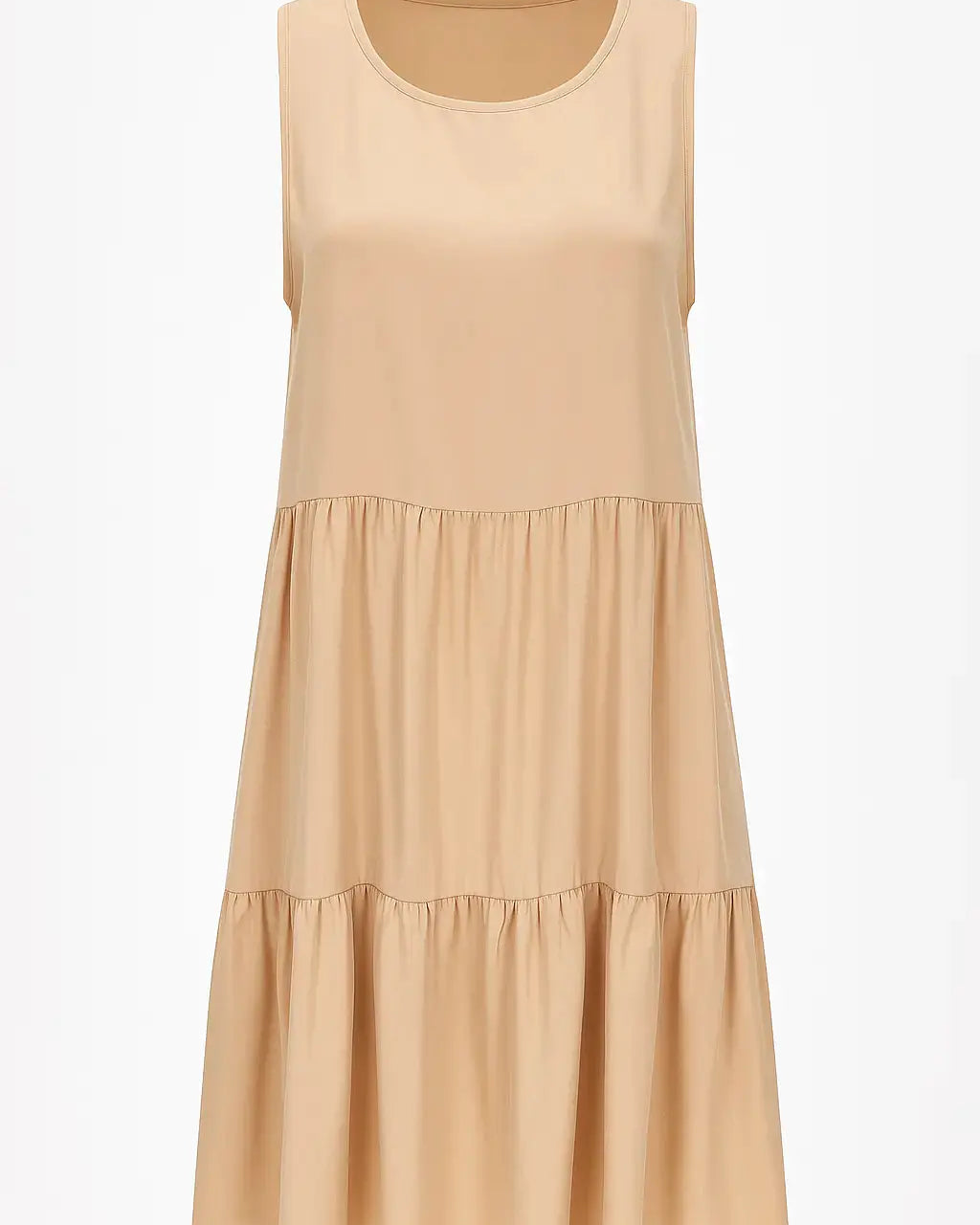 Abito girocollo midi con due balze in viscosa DORABELLA Beige-XXL