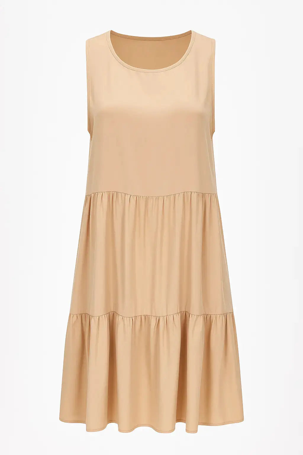 Abito girocollo midi con due balze in viscosa DORABELLA Beige-XXL