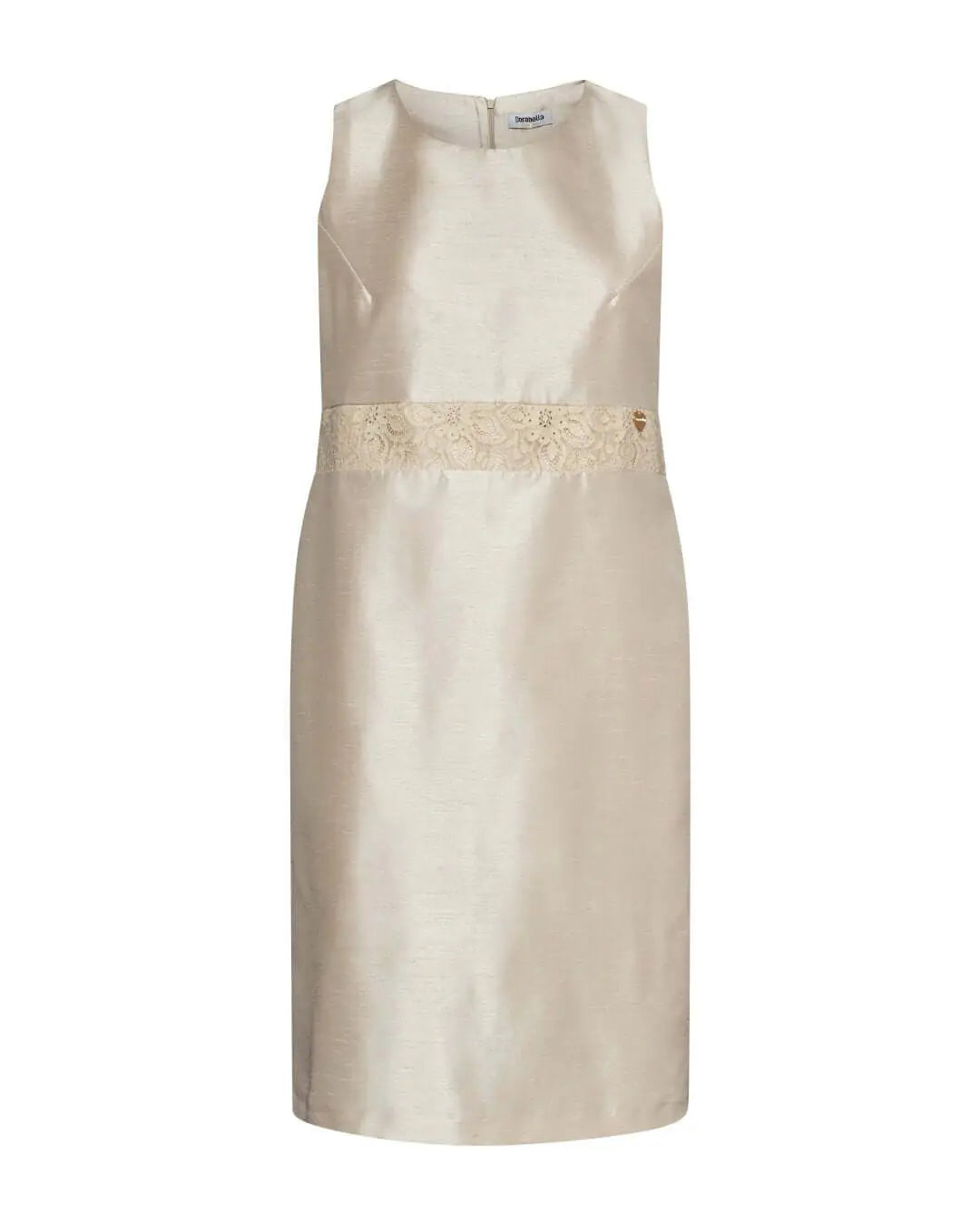 Abito giromanica a tubino in shantung con inserto in pizzo in vita CHAMPAGNE DORABELLA COUTURE
