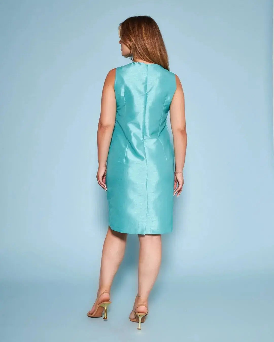 Abito giromanica a tubino in shantung con inserto in pizzo in vita DORABELLA COUTURE