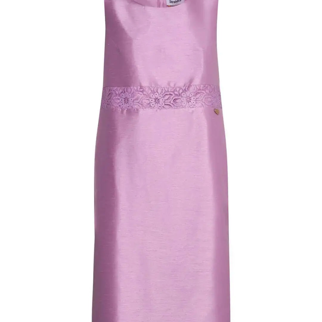 Abito giromanica a tubino in shantung con inserto in pizzo in vita CICLAMINO DORABELLA COUTURE