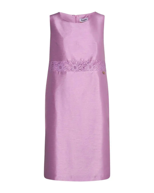 Abito giromanica a tubino in shantung con inserto in pizzo in vita CICLAMINO DORABELLA COUTURE