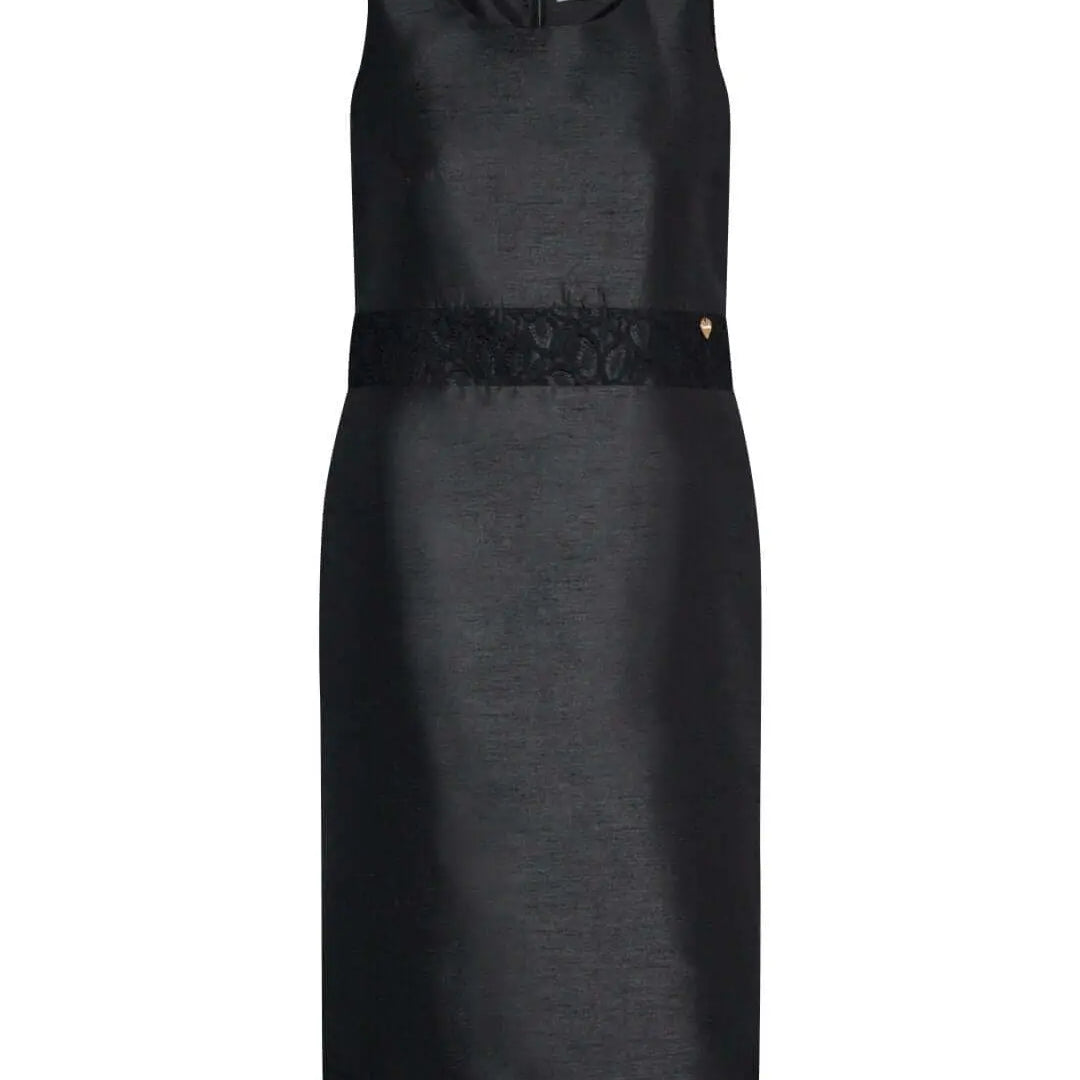 Abito giromanica a tubino in shantung con inserto in pizzo in vita NERO DORABELLA COUTURE XXL