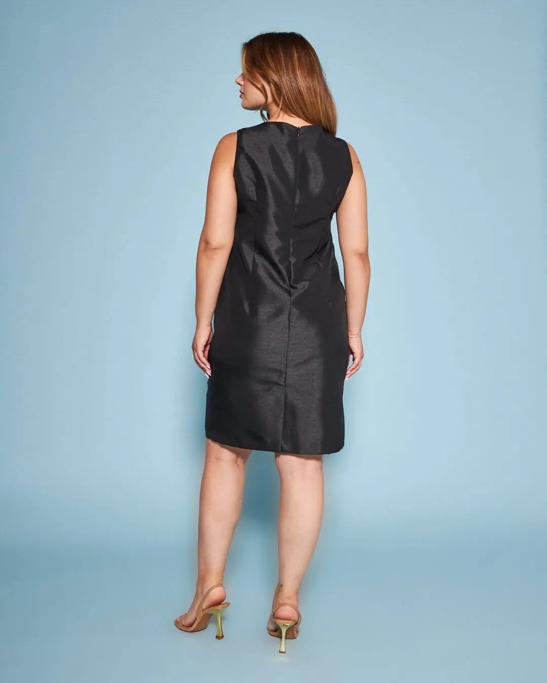 Abito giromanica a tubino in shantung con inserto in pizzo in vita NERO DORABELLA COUTURE