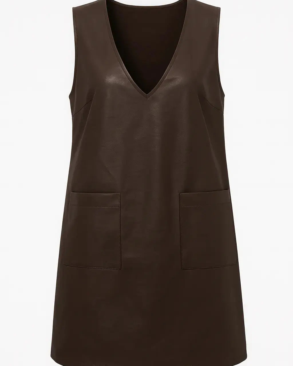Abito in eco pelle con scollo a V DORABELLA XL / Cioccolato