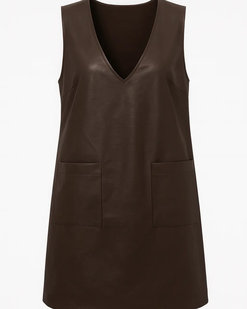 Abito in eco pelle con scollo a V DORABELLA XL / Cioccolato