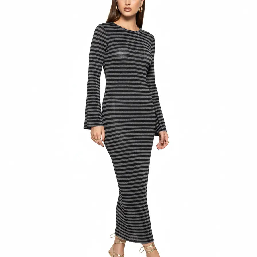 Abito in maglia righe ANTRACITE-NERO IRONICA