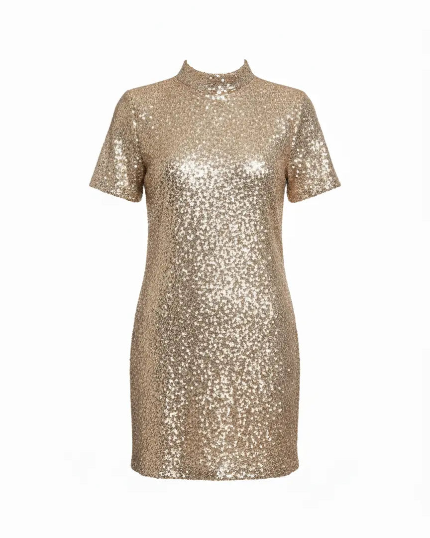 Abito in paillettes con apertura a goccia sul retro IRONICA M/L / Champagne