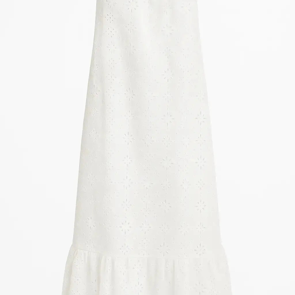 Abito lungo a bretelle in tessuto sangallo Unica by Dorabella