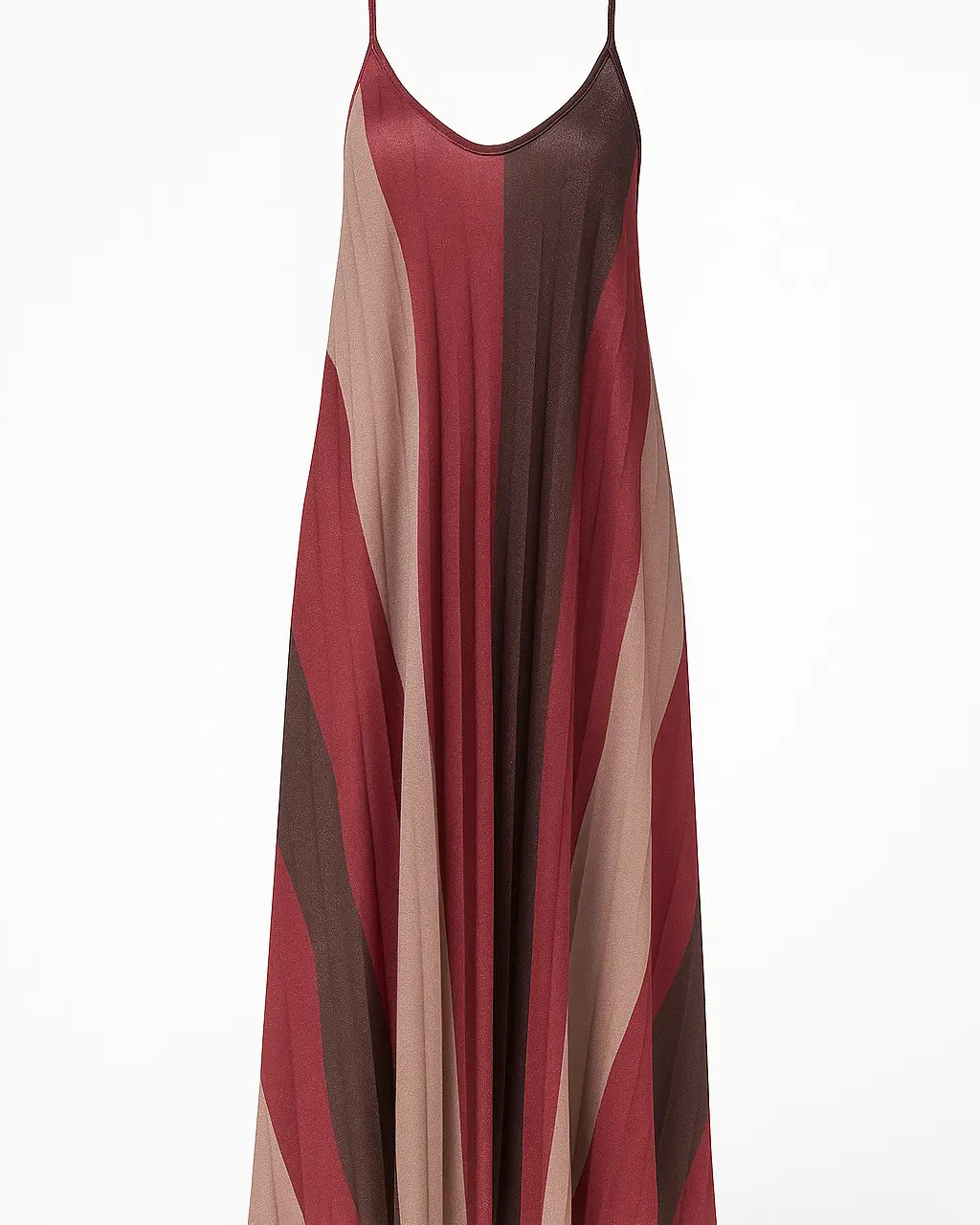 Abito lungo a bretelline in tessuto lurex plissetato a fantasia DORABELLA Burgundy-Taglia-Unica-48-50-o-XL-XXL