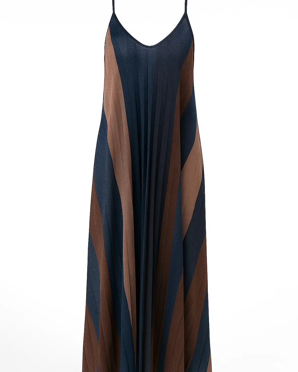 Abito lungo a bretelline in tessuto lurex plissetato a fantasia DORABELLA Deep-Blue-Navy-Taglia-Unica-48-50-o-XL-XXL