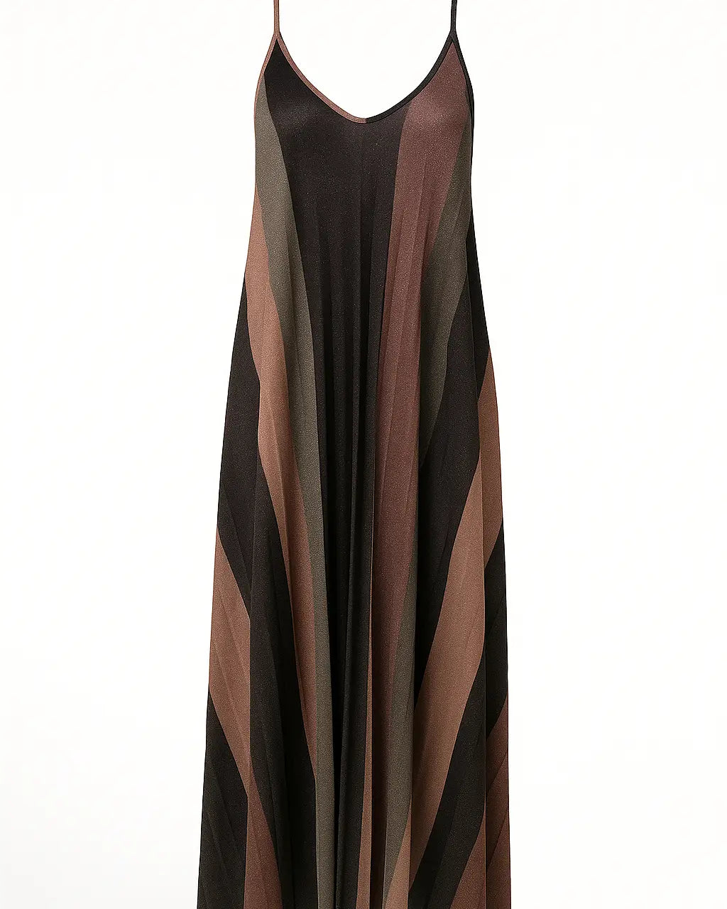 Abito lungo a bretelline in tessuto lurex plissetato a fantasia DORABELLA Nero-Taglia-Unica-48-50-o-XL-XXL