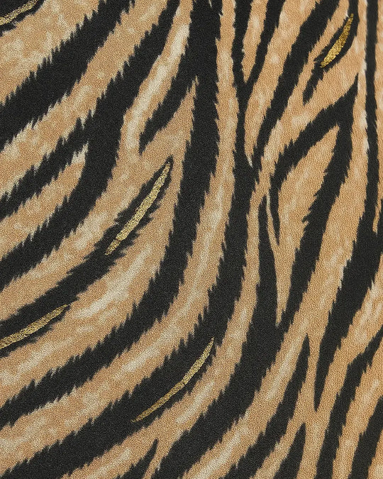 Abito lungo a fantasia lurex con passamaneria, laccetti e nappine allo scollo DORABELLA