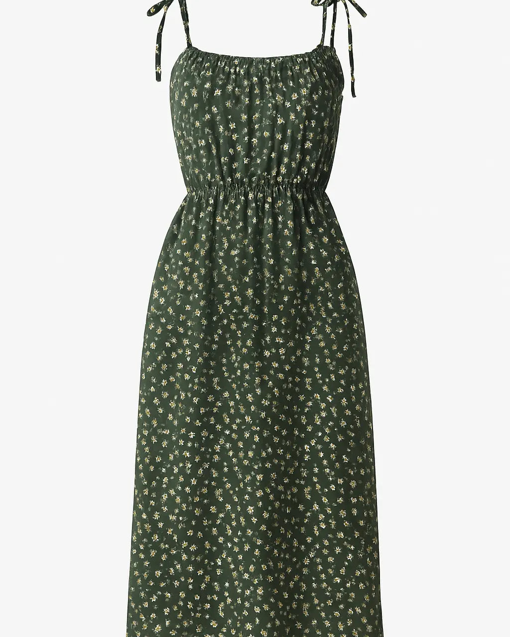 Abito lungo con bretelline allacciate in tessuto stampato DORABELLA