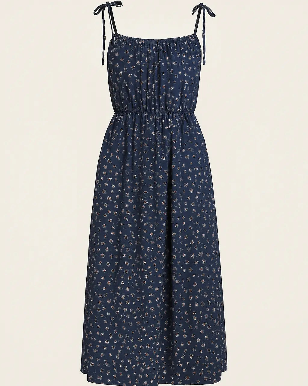 Abito lungo con bretelline allacciate in tessuto stampato DORABELLA Deep-Blue-Navy-Taglia-Unica-48-50-o-XL-XXL