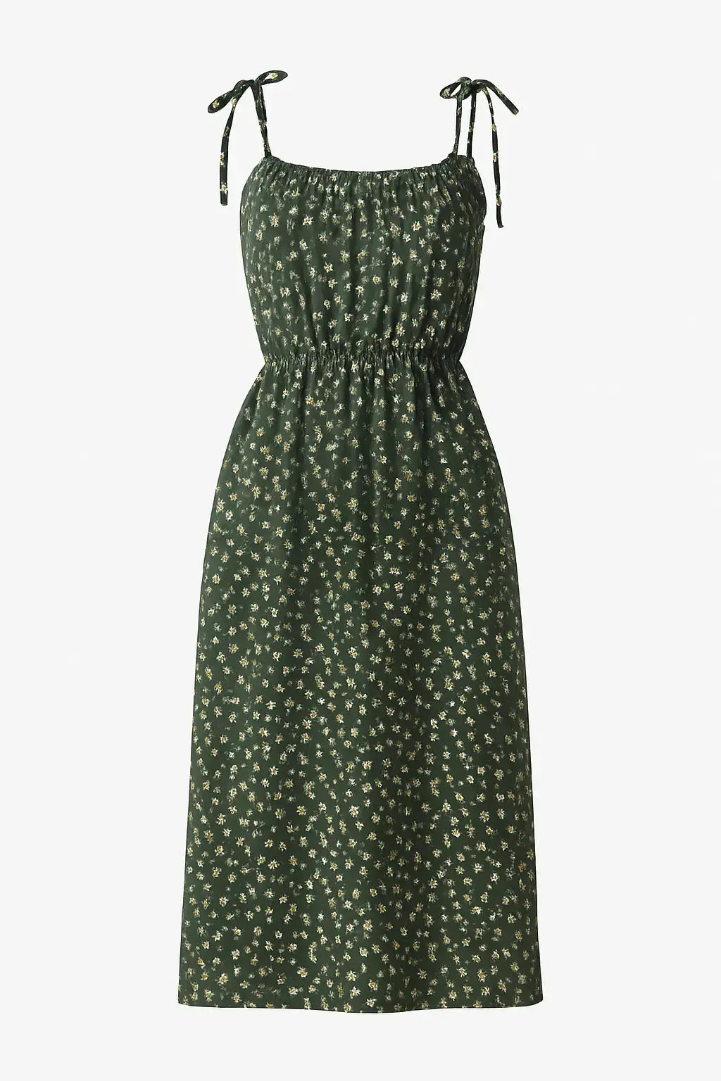 Abito lungo con bretelline allacciate in tessuto stampato DORABELLA