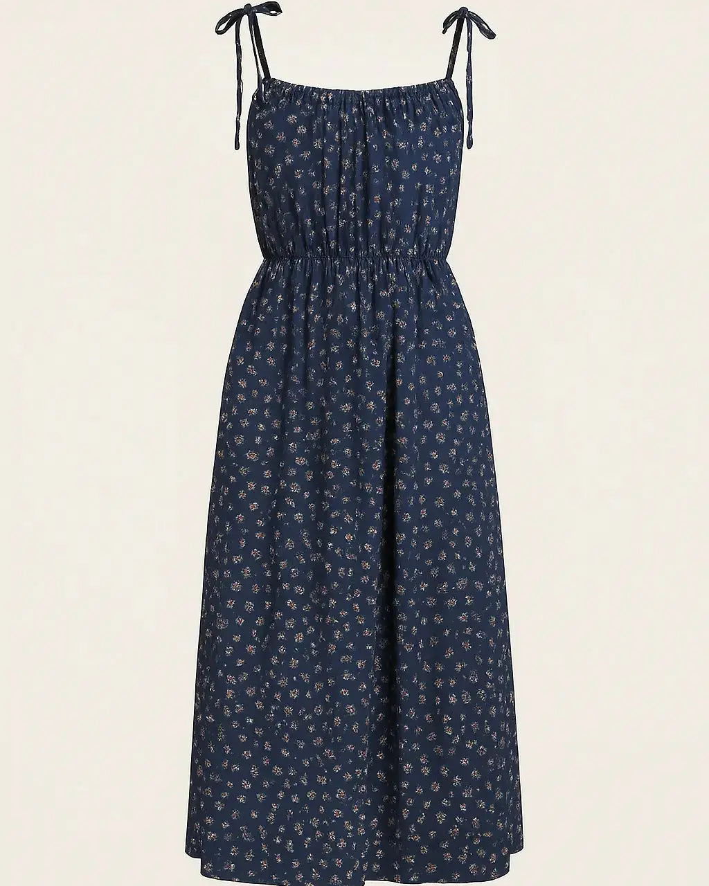 Abito lungo con bretelline allacciate in tessuto stampato DORABELLA Deep-Blue-Navy-Taglia-Unica-48-50-o-XL-XXL