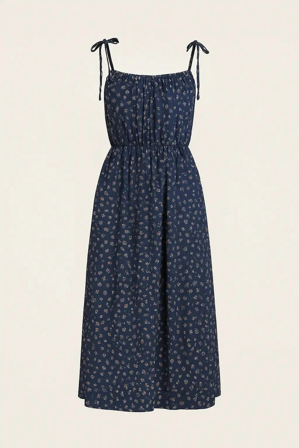 Abito lungo con bretelline allacciate in tessuto stampato DORABELLA Deep-Blue-Navy-Taglia-Unica-48-50-o-XL-XXL