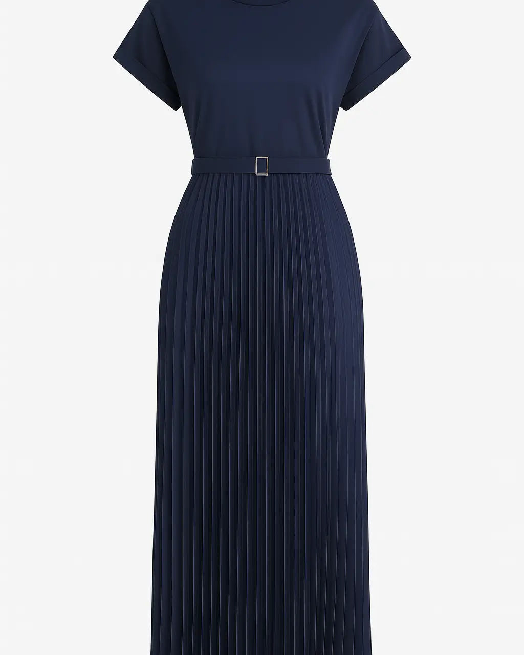 Abito lungo con cintura e gonna plissè Unica by Dorabella Deep-Blue-Navy-Taglia-unica-44-46-o-M-L