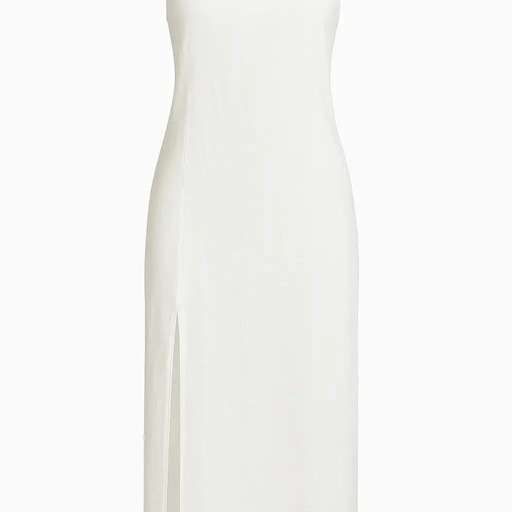 Abito lungo con spalline sottili e spacco laterale Unica by Dorabella Bianco-Taglia-unica-44-46-o-M-L