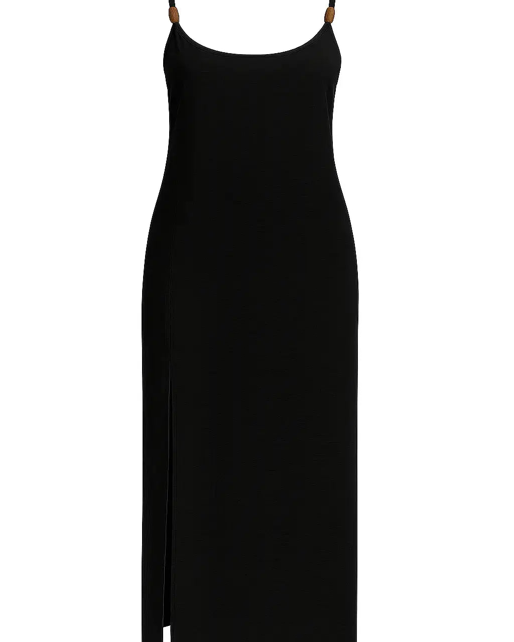 Abito lungo con spalline sottili e spacco laterale Unica by Dorabella Nero-Taglia-unica-44-46-o-M-L