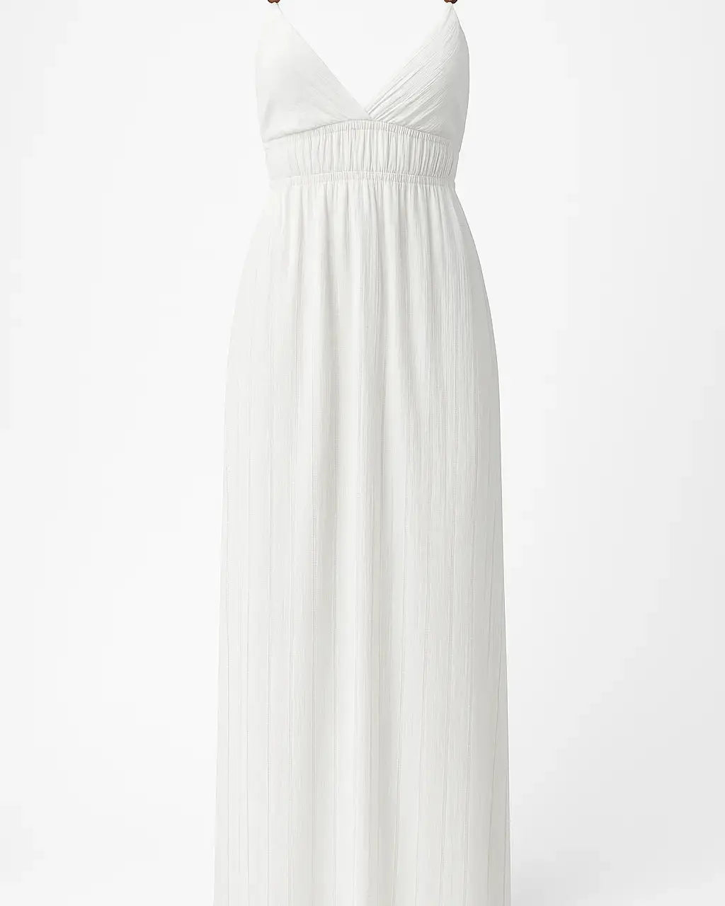 Abito lungo gessato con spalline regolabili e dettaglio con pietre Unica by Dorabella