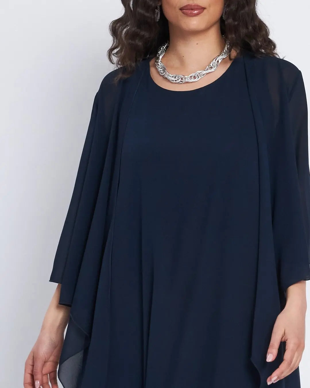 Abito lungo giromanica con spolvero BLU DORABELLA