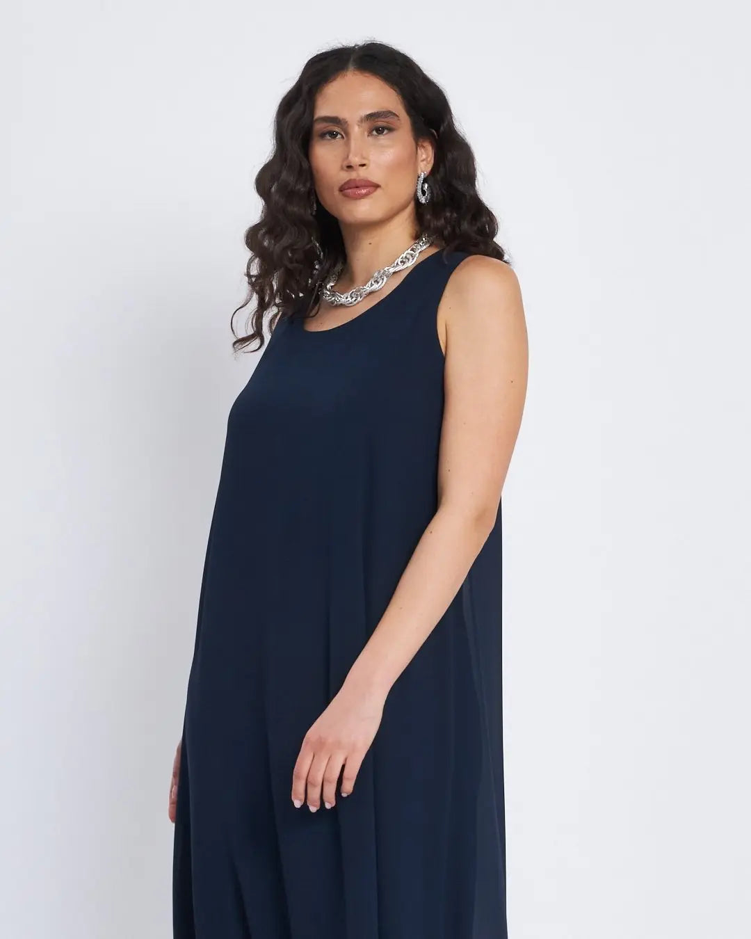 Abito lungo giromanica con spolvero BLU DORABELLA