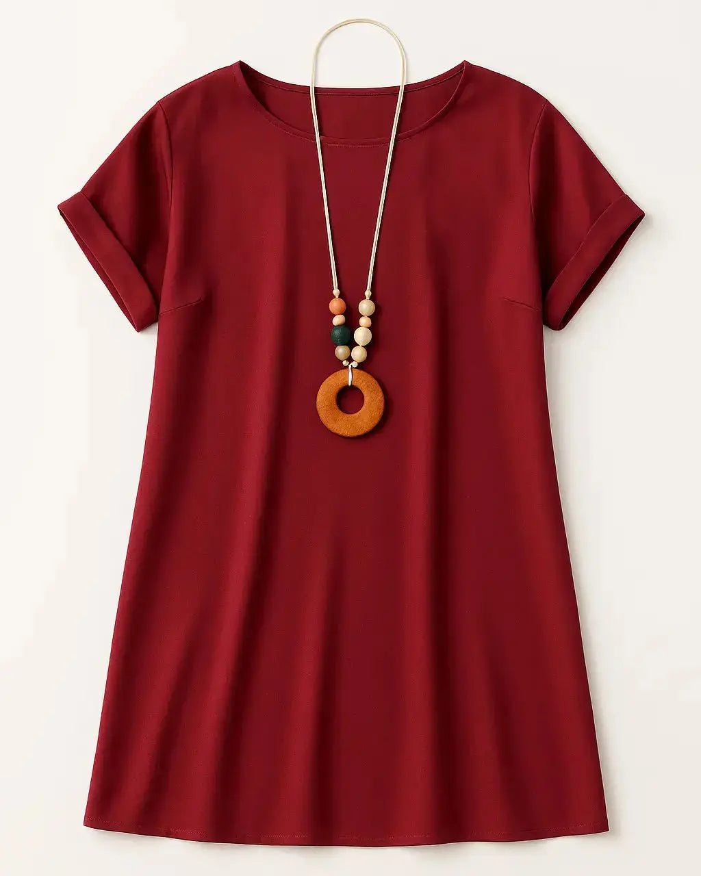 Abito mezza manica con collana accessorio Unica by Dorabella Taglia-Unica-Curvy-fino-alla-54-Rosso-India