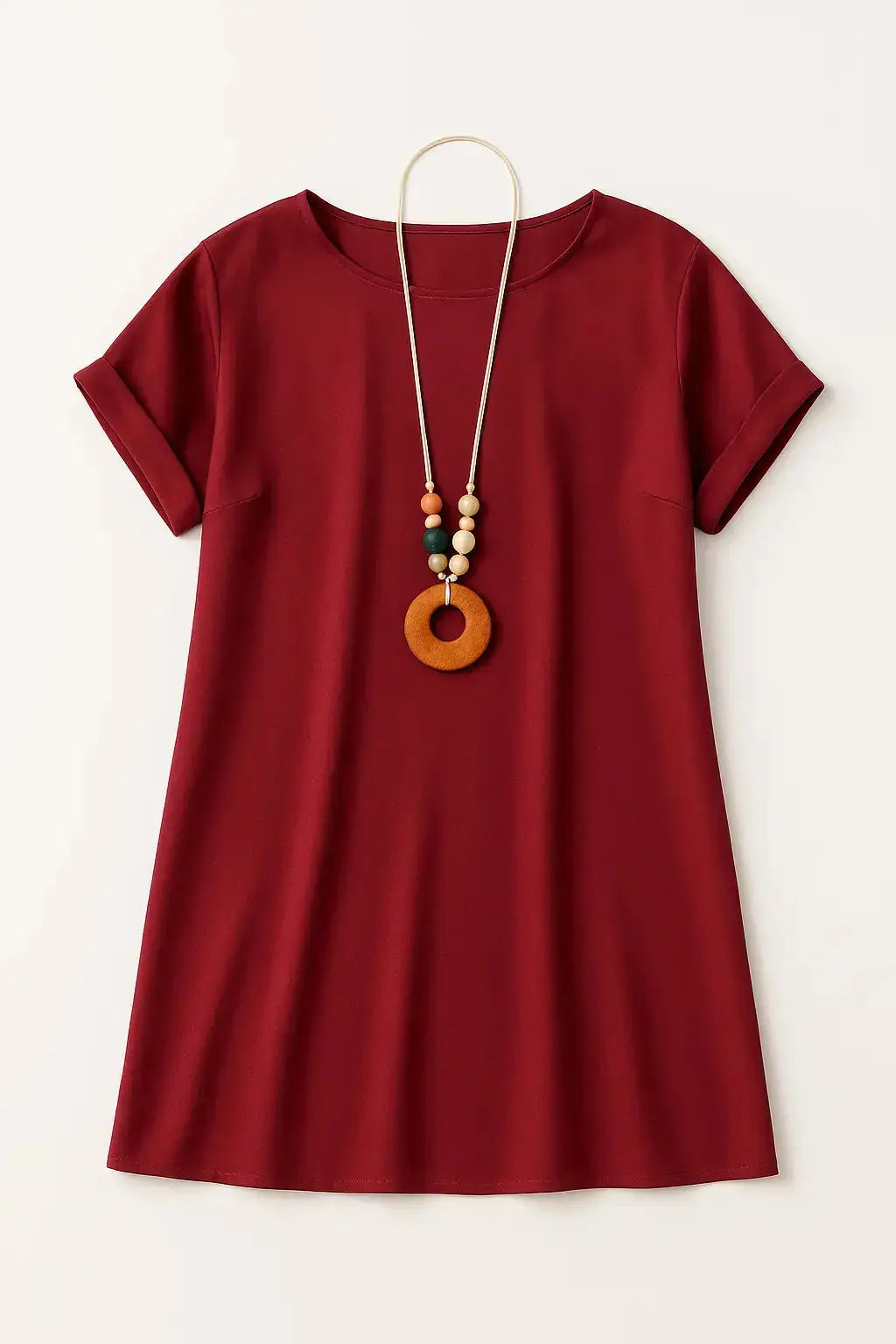 Abito mezza manica con collana accessorio Unica by Dorabella Taglia-Unica-Curvy-fino-alla-54-Rosso-India