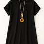 Abito mezza manica con collana accessorio Unica by Dorabella Taglia-Unica-Curvy-fino-alla-54-Nero