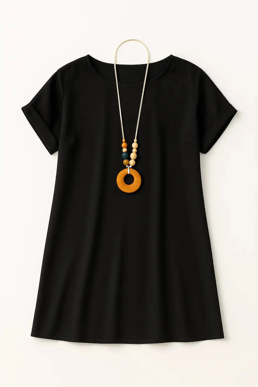 Abito mezza manica con collana accessorio Unica by Dorabella Taglia-Unica-Curvy-fino-alla-54-Nero