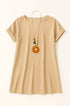 Abito mezza manica con collana accessorio Unica by Dorabella Taglia-Unica-Curvy-fino-alla-54-Beige