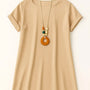 Abito mezza manica con collana accessorio Unica by Dorabella Taglia-Unica-Curvy-fino-alla-54-Beige