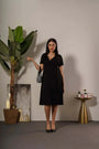 Abito mezza manica midi in tinta unita a portafoglio NERO DORABELLA XXL